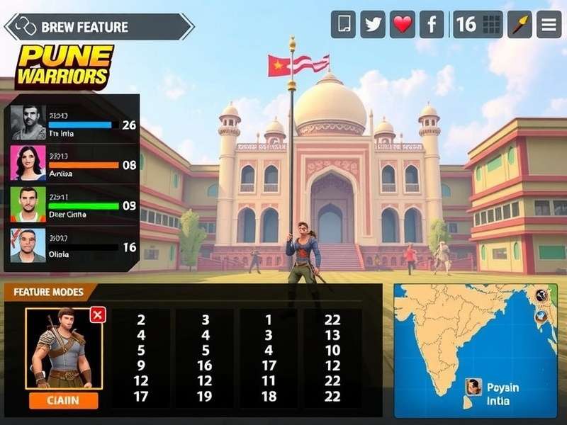 Pune Warriors gameplay screenshot showing character selection